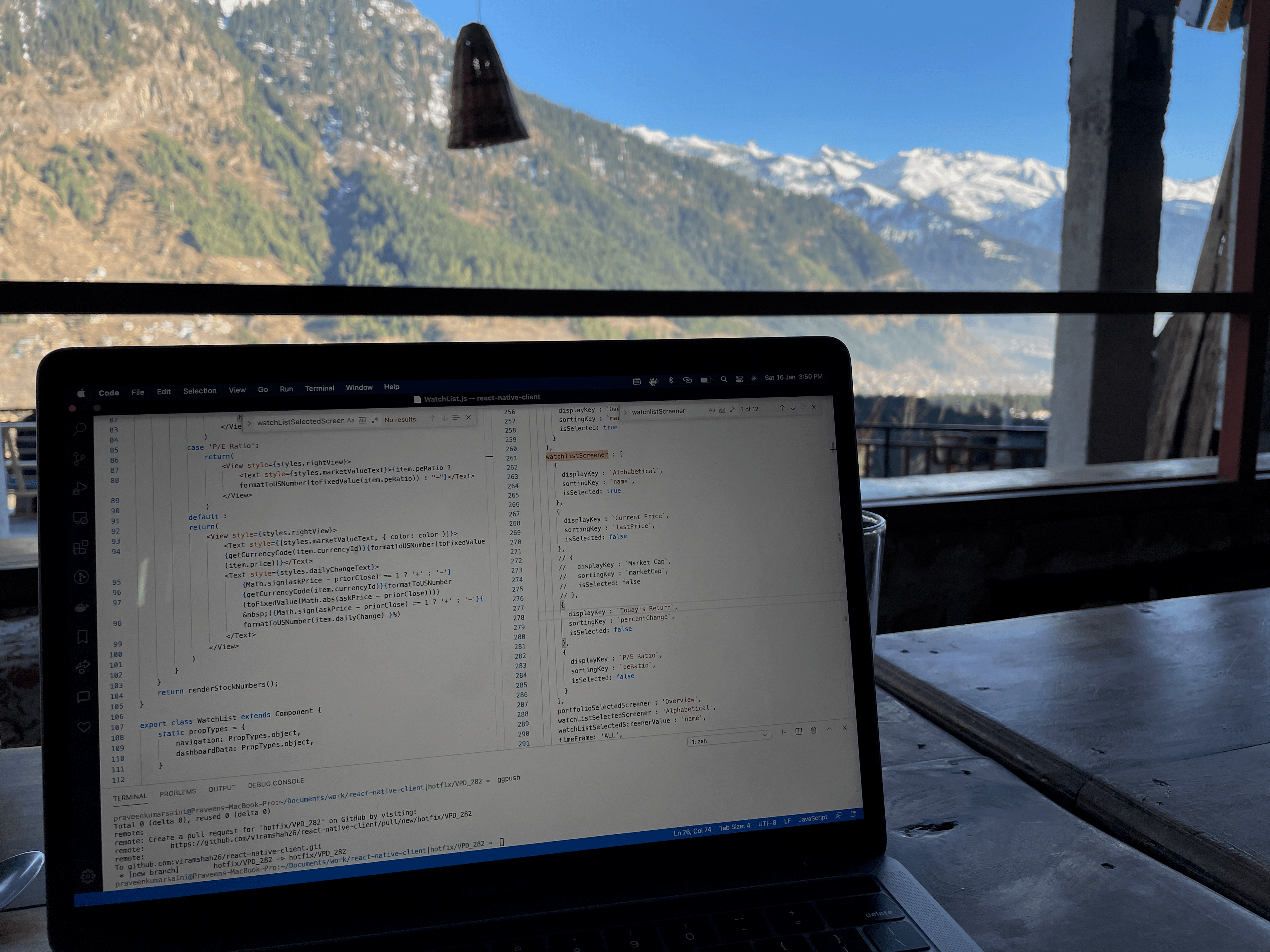 Working from mountains